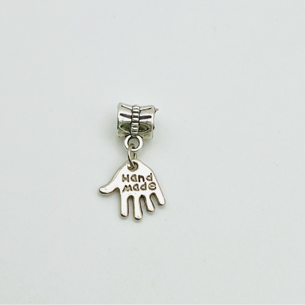 “Hand Made” Hand Silver Tone European Charm